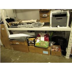 FURNACE FILTERS, FOAM FLOOR PADS, SANTA SUIT, SMALL OTTOMAN BENCH, PLASTIC CONTAINER, ASSORTED MISC