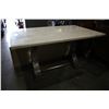 Image 2 : APPROX 5' MODERN WHITE, CHROME AND WOOD TABLE