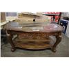 Image 2 : TRADITIONAL STYLE SOLID WOOD GLASS TOP COFFEE TABLE