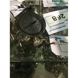 2 STAINLESS STEEL BREW TANK TEMPERATURE GAUGES WITH TANK ATTACHMENTS & CLAMPS