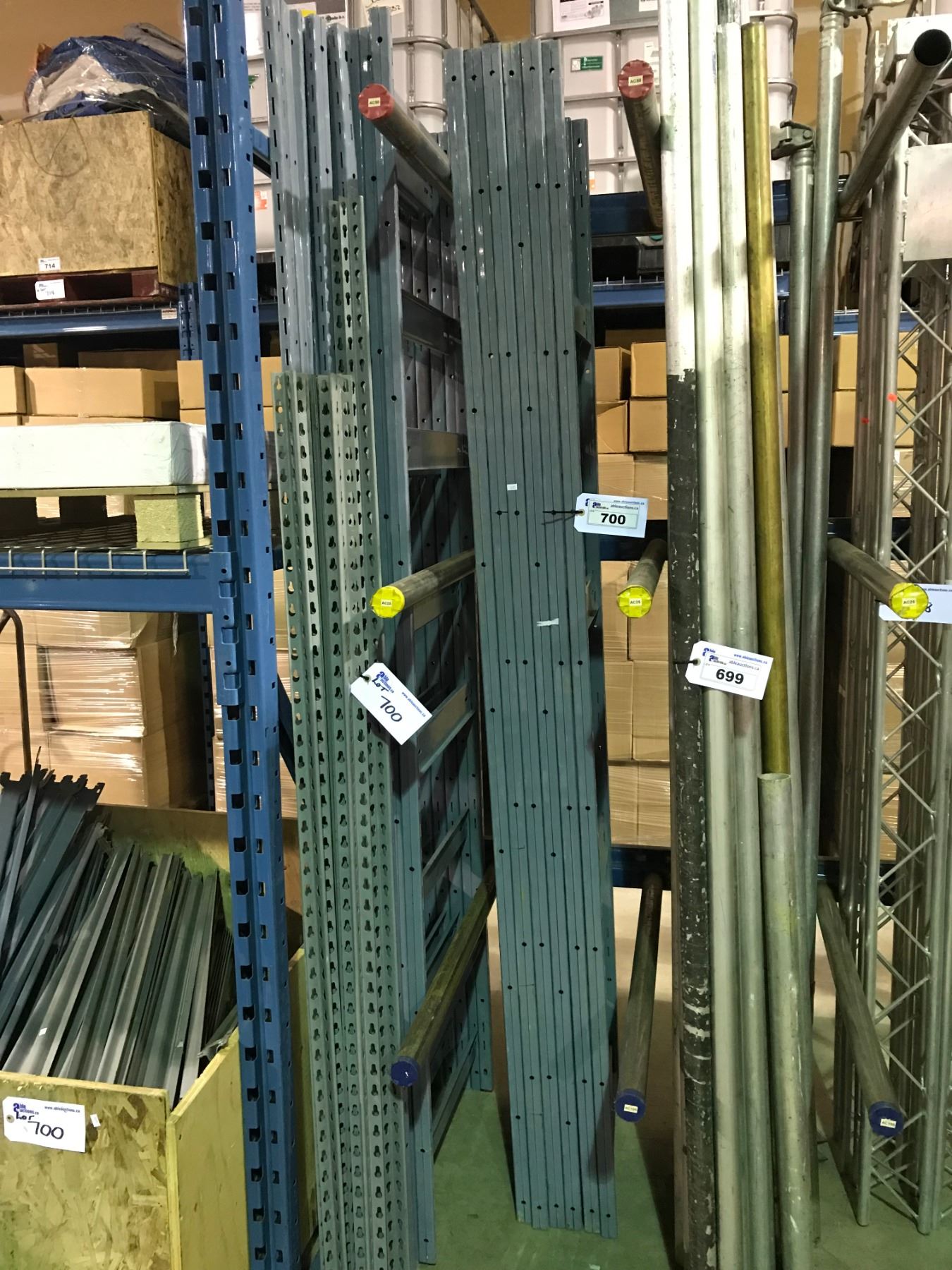 LARGE LOT OF 10' EZ - RECT SHELVING CROSSBARS & GREY RACKING PARTS