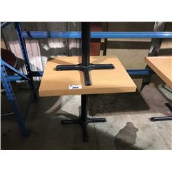 NATURAL WOOD 24" X 30" BLACK METAL BASE RESTAURANT TABLE