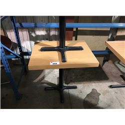 NATURAL WOOD 24" X 30" BLACK METAL BASE RESTAURANT TABLE