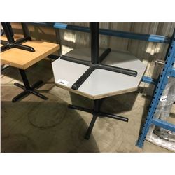 GREY & WOOD 3' OCTAGON, BLACK METAL BASE RESTAURANT TABLE