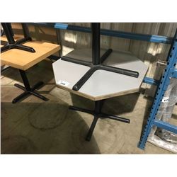 GREY & WOOD 3' OCTAGON, BLACK METAL BASE RESTAURANT TABLE