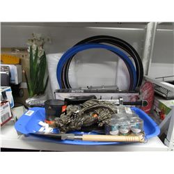 BLACK BEANS, BIKE TIRES, CLOTH, BROKEN DRAGON DECOR, TV MOUNT, POKER CHIPS, ETC