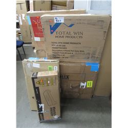 4 PANEL PET GATE, AEROBIC STEPPER, COMPUTER DESK, HABITAT 'N HOME CRATE, ROUND SIDE TABLE, CHILDS