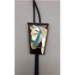 Vintage Inlay Horse Bolo