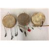 Image 6 : Group of 3 Painted Rawhide Drums
