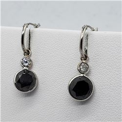 14K BLACK DIAMOND (3.5CTS) & WHITE DIAMOND (0.35CTS.) EARRINGS