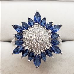 SILVER FLOWER SHAPED CZ RING