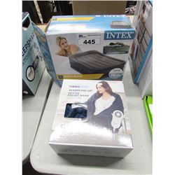 INTEX DURA BEAM STANDARD TWIN DELUXE PILLOW REST RAISED AIRBED, THERAPEDIC WARM ME UP HEATED POCKET