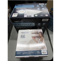 THERAPEDIC SLEEPSMART 1.5" MEMORY FOAM FULL MATTRESS TOPPER, THERAPEDIC HEATED SILKY PLUSH THROW