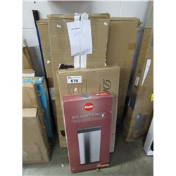 HAILO BIG BOX WASTE BOX, SMALL BED SIDE ROLLING TABLE, LIGHT TRIPOD, DOUBLE DOOR FOLDING METAL DOG