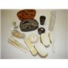Image 1 : Box containing quantity of ivory and toitorshell items including brushes and manicure set