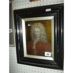 Framed and glazed oil on board of portrait of 18th century gentleman