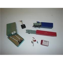 Red boxed Hornby Dublo OO gauge flat bed truck, blue boxed wagon, boxed two pieces signal DI plus me