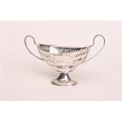 Silver hallmarked filigree bon-bon basket, Sheffield, 5x8"