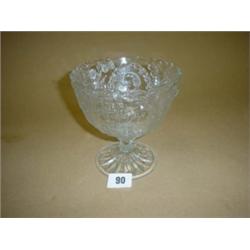 Political glass bon-bon dish embossed 'Earl Beaconsfield The Hero Of Congress Berlin 1878' 5.50" hig