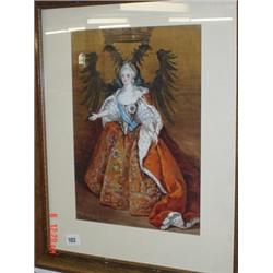 Framed and glazed water colour, theatrical design of Catherine The Great by Herbert Norris 1915