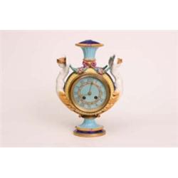 Wedgwood Majolica mantle clock (with some damage) china faced, 8 day movement for Hry Marc Paris, 13