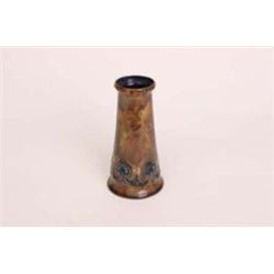 Royal Doulton Art Nouveau vase with mottled brown and blue decoration, 7" high