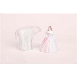 Coalport figurine 'Joanne' by Martin Evans 1995 plus art glass polar bear
