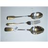 Image 1 : Two London silver fiddle pattern tablespoons, 1839 & 1841 and a Sheffield silver fork