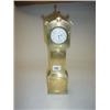 Image 1 : Large grandfather pocket watch in working order, set into a brass model of long cased clock, 14" hig