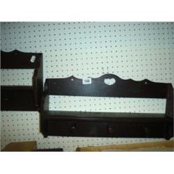 Pair small dark oak sets of coat hooks, 19" long