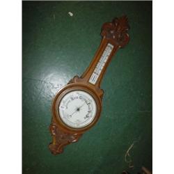 Large oak cased Aneroid barometer, c1900