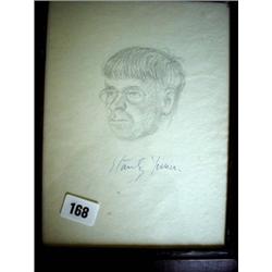 Pencil drawing of Stanley Spencer, signed on reverse by Manuel Anderson