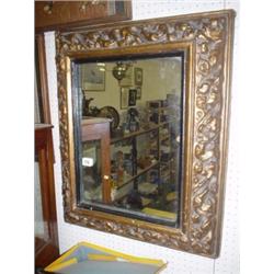 Late Victorian rectangular papier mache gilded framed mirror 26x22" 
