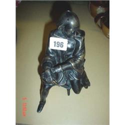 19th century bronze figure of an explorer, 8" high