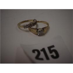 9ct gold diamond ring plus half stone hooped eternity ring