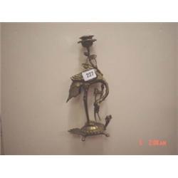 Brass heron style candle holder, 10" high