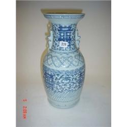 19th century Chinese blue and white pen work vase 16.50" high