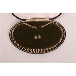 9ct gold cased necklace plus pair of 9ct gold earrings