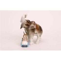 Beswick Beatrix Potter 'Mrs Rabbit with Bunnies' BP 3 plus Royal Dux elephant 8.50" high