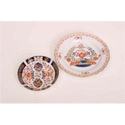 Small early 19th century Derby dish in cobalt blue flower pattern 5.50" in diameter plus scalloped e