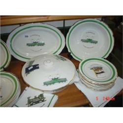 Commemorative railway pottery, comprising of soup tureen with cover, eight dinner plates, eight soup