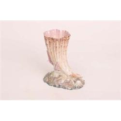 Baleek style porcelain horn of plenty 7" high plus posy in form of shell