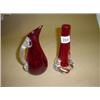 Image 1 : Whitefriars ruby glass jug and a ruby spill vase both approx 7" high