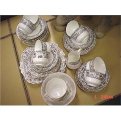 Shelley bone china tea set, comprising of two sandwich plates, eighteen tea plates, eighteen saucers