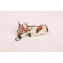 Diecast puppet of 'Muffin the Mule' c1950, painted in red black and white