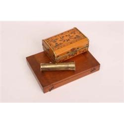 Mahogany cased single arm divider by Stanley of London plus magnifier and brass cased kaleidoscope a