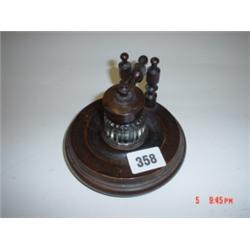 Stained beech and glass inkwell