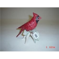 Goebel red cardinal bird with repair to leaf