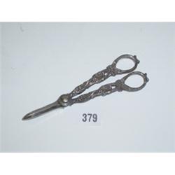 Pair Victorian plated grape scissors