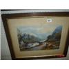 Image 1 : 19th century water colour of mountain view of figure with cattle, indistinctly signed L. Burrel Smit
